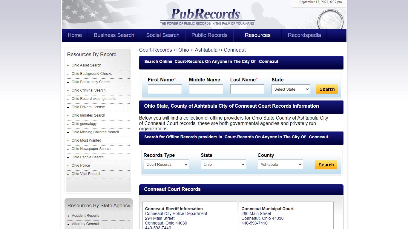 Conneaut, Ashtabula County, Ohio Court Records - Pubrecords.com